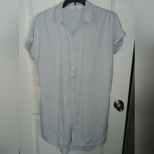 Blue & White Striped Women's Thread & Supply Button Down Dress/Swim Suit Coverup